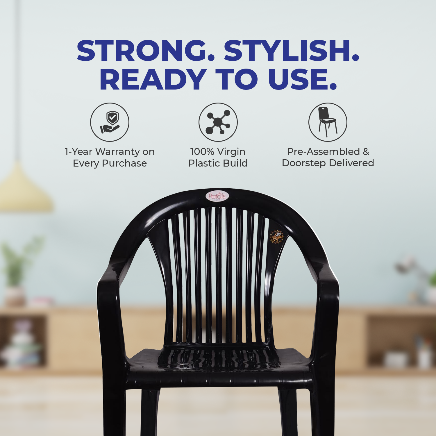 Petals Royal 100% Virgin Plastic Arm Chair for Home and Garden