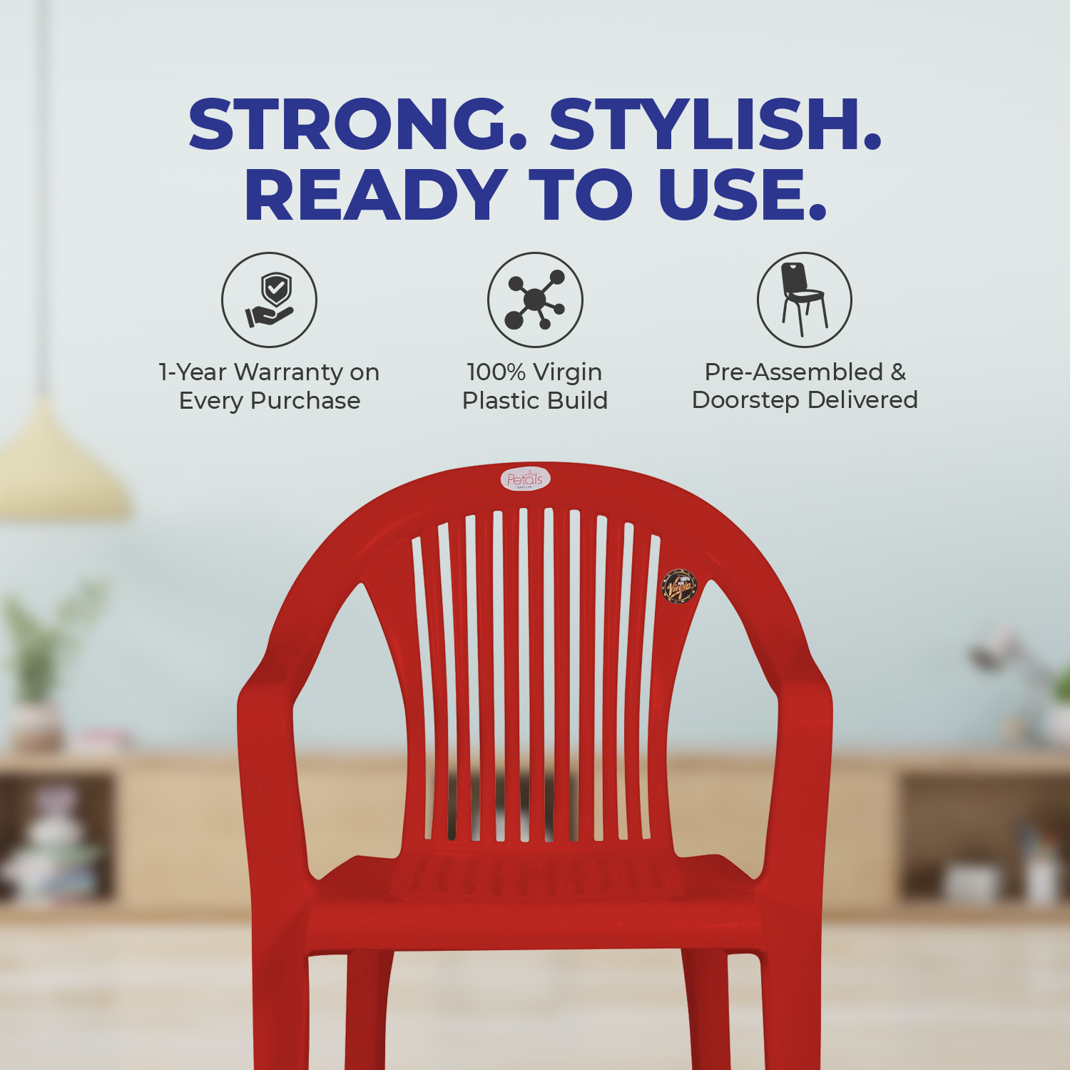 Petals Royal 100% Virgin Plastic Arm Chair for Home and Garden