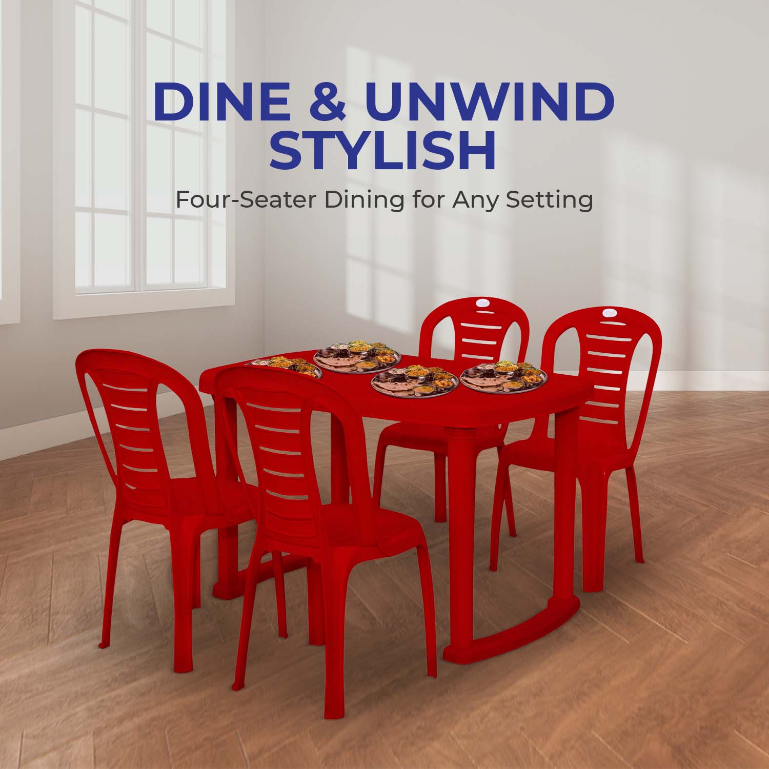 Petals Sultan 100% Pure Virgin 4 Seater Dining Set with 1 Dining Table with 4 Chairs