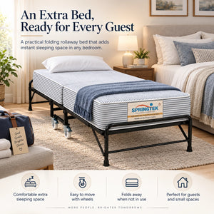 Folding Rollaway Bed with 6" Mattress