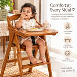 Springtek Joy Solid Wood High Chair for Baby Toddler, Foldable Wooden Highchair