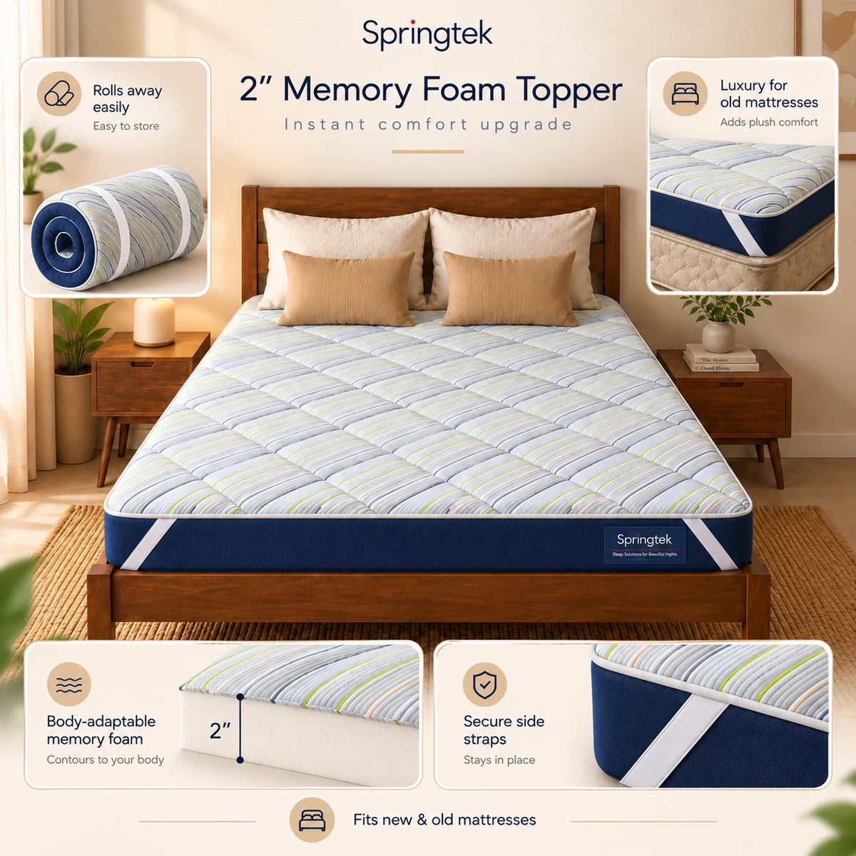 2" Memory Foam Gel Mattress Topper