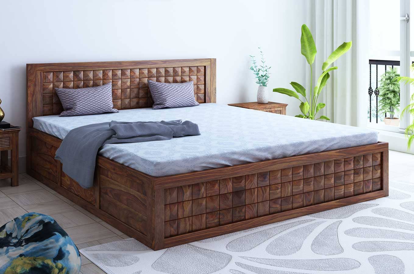 Beds Dreamer 100% Pure Sheesham King Size Storage Beds - Springtek