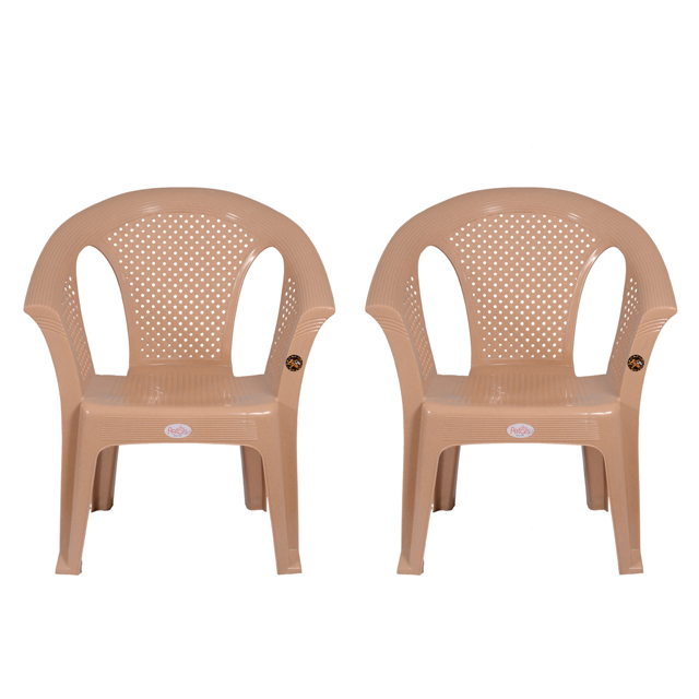 Small size crystal sofaarm plastic chair beige plastic chair(set of2)