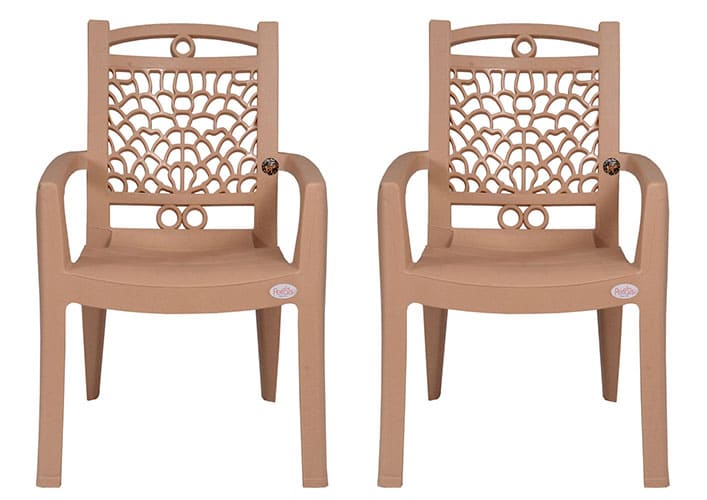 Small size swiss beige plastic chair set of 2