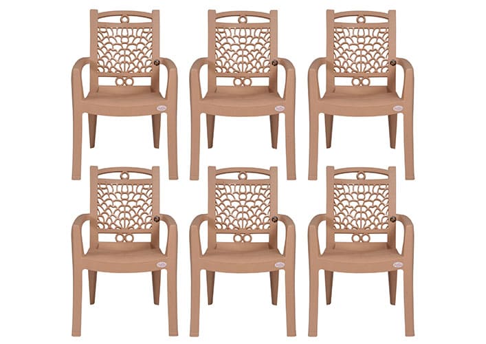 Small size swiss beige plastic chair set of 6