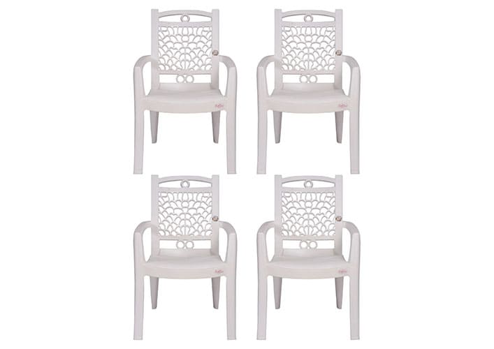 Small size swiss white plastic chair set of 4