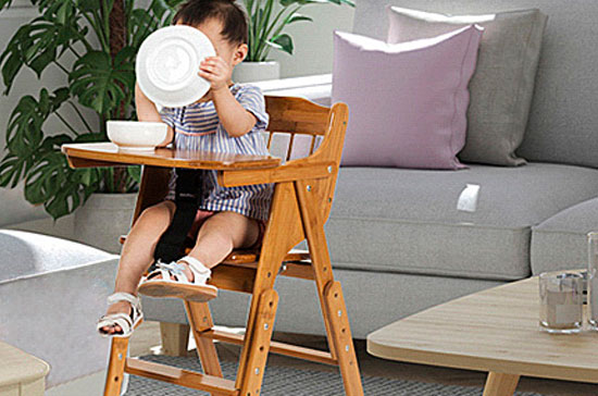Springtek Joy Solid Wood High Chair for Baby Toddler, Foldable Wooden Highchair