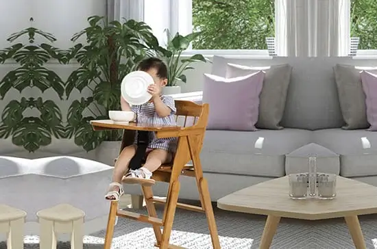 Springtek Joy Solid Wood High Chair for Baby Toddler, Foldable Wooden Highchair